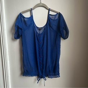 Guess Sheer Off the Shoulder Short Sleeve Blouse